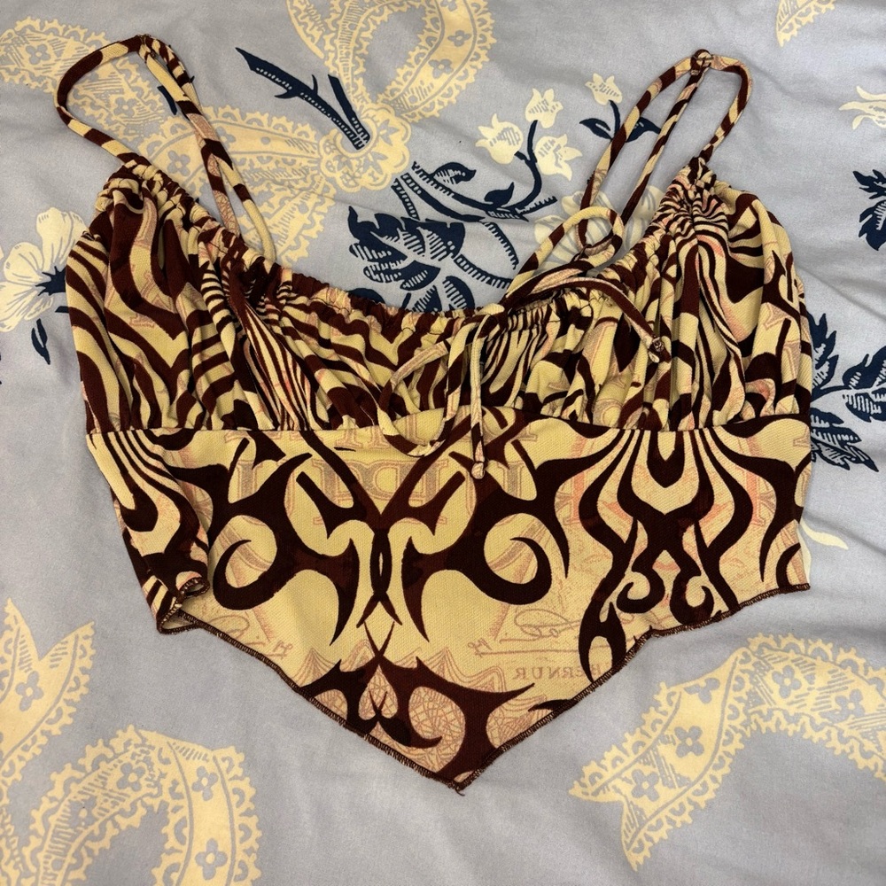 Cropped Zebra/Swirly Print Urban Outfitters Tank Top